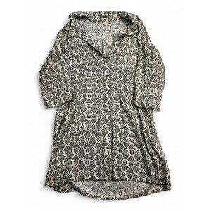 Cloth & Portrait Boho‎ Tile Print Button-Front Tunic Dress L